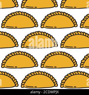 empanada seamless doodle pattern, vector illustration Stock Vector
