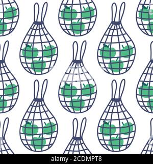 net bag seamless doodle pattern, vector illustration Stock Vector