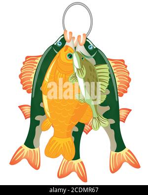 Caughted catch of fish on white background is insulated Stock Vector