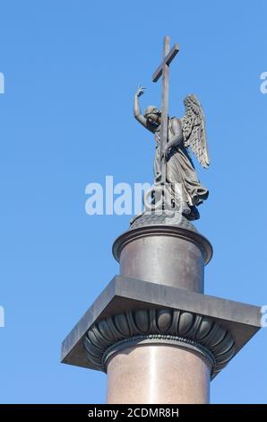 Angel on the topof  the Alexander Column in St.Petersburg Stock Photo