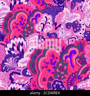 Organic seamless pattern with original plant elements. Floral seamless background. Stock Vector