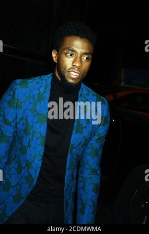 FILE: 29th Aug 2020. Manhattan, United States Of America. 13th Feb, 2018. NEW YORK, NY - FEBRUARY 13: Chadwick Boseman attend the screening of Marvel Studios' 'Black Panther' hosted by The Cinema Society with Ravage Wines and Synchrony at Museum of Modern Art on February 13, 2018 in New York City. People: Chadwick Boseman Credit: Storms Media Group/Alamy Live News Stock Photo