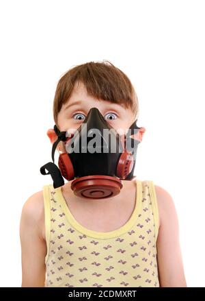 Little Girl in the Gas Mask Stock Photo