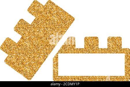 Building blocks icon in gold glitter texture. Sparkle luxury style vector illustration. Stock Vector