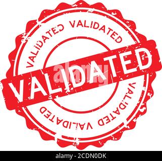 Grunge red validated wording round rubber seal stamp on white background Stock Vector