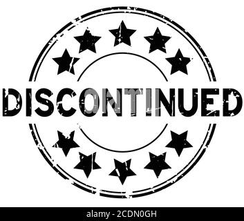 Grunge black discontinued with star icon round rubber stamp on white background Stock Vector