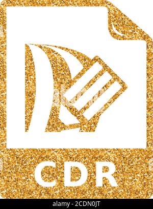 Drawing file format icon in gold glitter texture. Sparkle luxury style vector illustration. Stock Vector