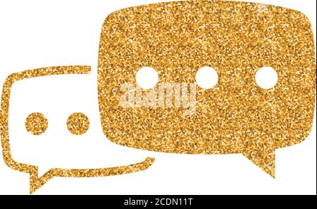 Chat sign icon in gold glitter texture. Sparkle luxury style vector illustration. Stock Vector