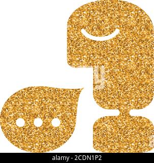 Contact icon in gold glitter texture. Sparkle luxury style vector illustration. Stock Vector