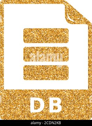 DB File format icon in gold glitter texture. Sparkle luxury style vector illustration. Stock Vector