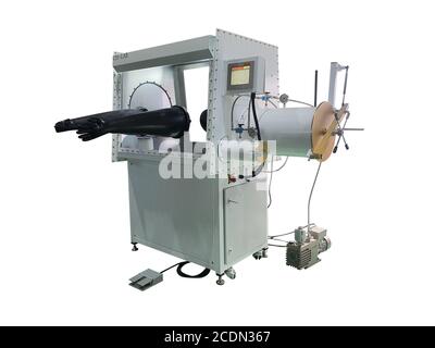 Glove making machine isolated on white background with clipping path Stock Photo