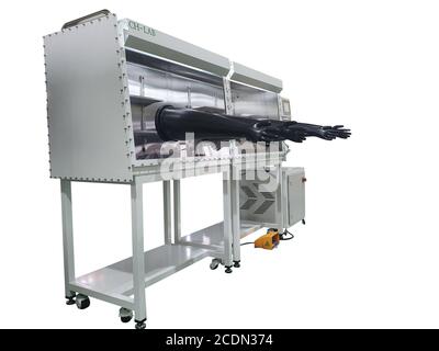 Glove making machine isolated on white background with clipping path Stock Photo