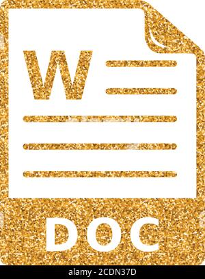Text file format icon in gold glitter texture. Sparkle luxury style vector illustration. Stock Vector