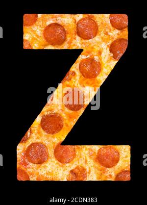 letter Z cut out of pizza with peperoni Stock Photo