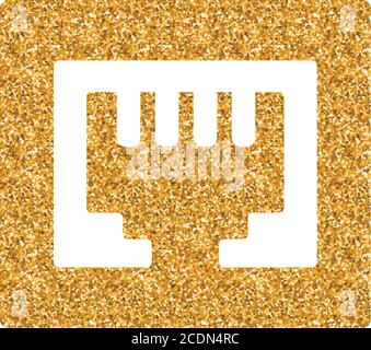 Local area connector icon in gold glitter texture. Sparkle luxury style vector illustration. Stock Vector