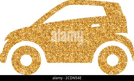 Car icon in gold glitter texture. Sparkle luxury style vector ...