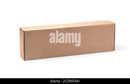 closing a stack of cardboard boxes on a white background with clipping path Stock Photo