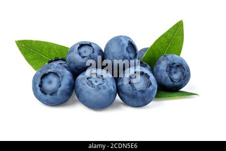 Stack of blueberries isolated on white with clipping path Stock Photo