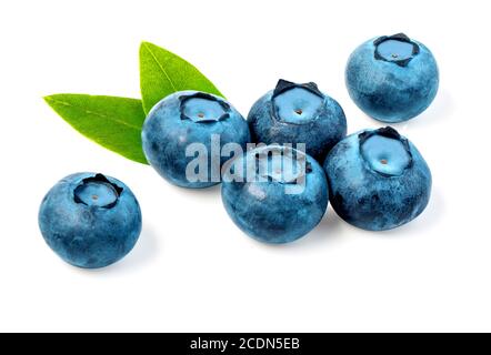 Stack of blueberries isolated on white with clipping path Stock Photo