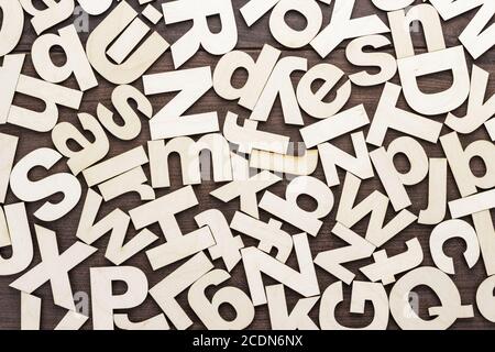 uppercase and lowercase wooden letters background Stock Photo