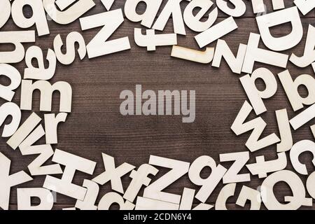 uppercase and lowercase wooden letters background Stock Photo