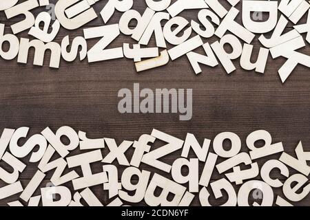 uppercase and lowercase wooden letters background Stock Photo