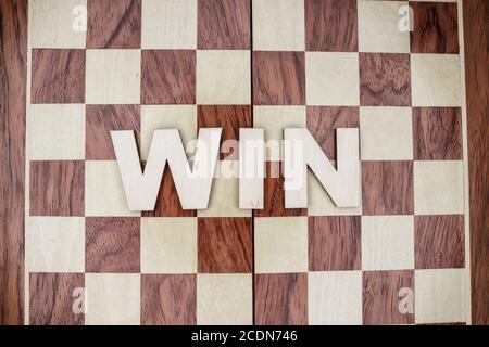 win concept on wooden background Stock Photo