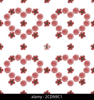 Pink hearts flowers seamless pattern background Stock Photo