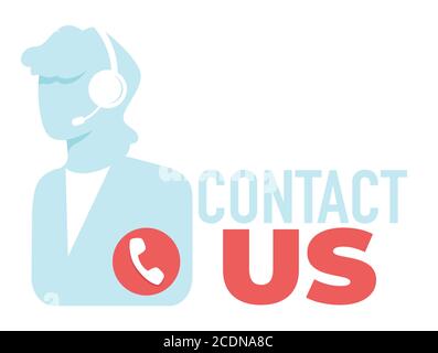 Contact us, helpdesk with operator, call center banner Stock Vector