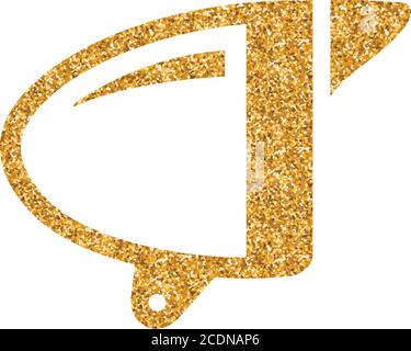 Bicycle head lamp icon in gold glitter texture. Sparkle luxury style vector illustration. Stock Vector