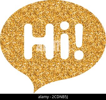 Text bubble icon in gold glitter texture. Sparkle luxury style vector illustration. Stock Vector
