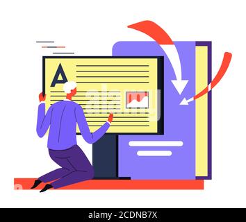 Online education and development of skills, distant courses Stock Vector