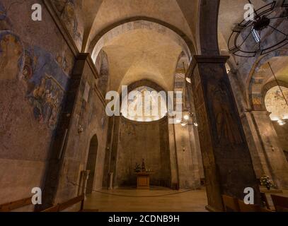 Abu Ghosh, Israel - August 13th, 2020: The interior of the crusader church in the arab village Abu Ghosh, located on the highway between Jerusalem and