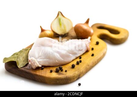 Raw rabbit with black pepper and allspice Stock Photo