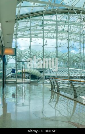 Futuristic train station steel frame wall with glass by entrance in ...