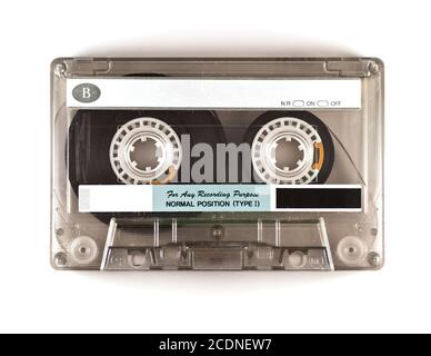 Retro audio cassette isolated on white Stock Photo