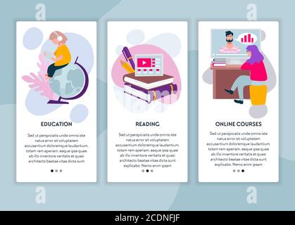 Online education, courses and base for learning new disciplines Stock Vector