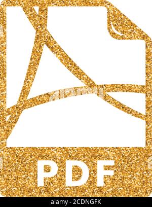 Document icon in gold glitter texture. Sparkle luxury style vector ...