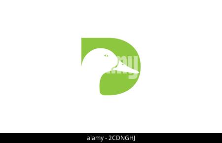 letter D or Initial D for Duck bird head logo design icon Stock Vector