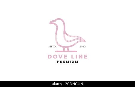 doves or pigeon bird minimalist line logo design simple Stock Vector