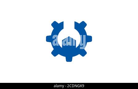 gear service tool for home or house or real estate logo design icon Stock Vector