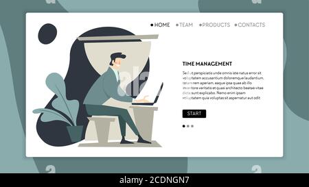Time management setting deadlines and achieving results at work Stock Vector