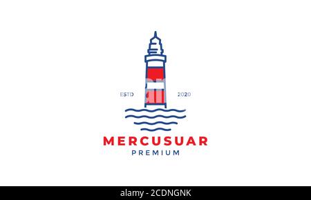 lighthouse or navigational aid modern line  logo design Stock Vector