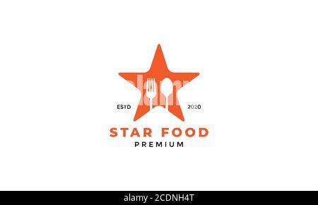 Star food restaurant with fork and spoon icon modern logo design Stock Vector