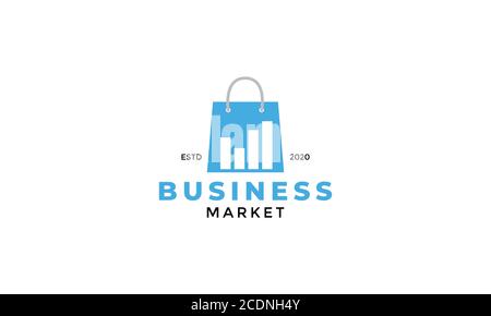 shop bag market analytics graph   logo design business Stock Vector