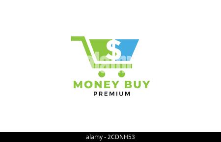 shopping cart trolley money dollar  logo design Stock Vector