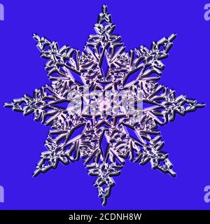 Shiny snowflake on a blue background Stock Photo