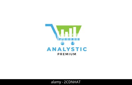 shopping cart trolley analytic graph logo design Stock Vector