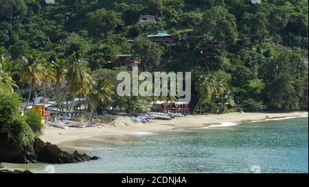 Caribbean dream beach in Castara on the island of Tobago Stock Photo