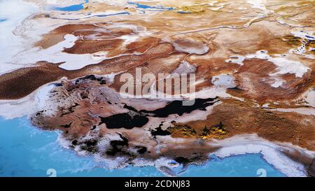 Wonderful play of colors in the salt lagoon in the Atacama Desert, Chile Stock Photo